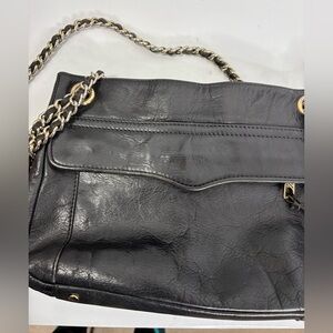 Rebecca Minkoff genuine Black Leather Chain-Handle Women’s Shoulder Bag
